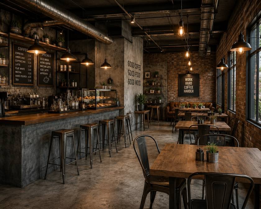 Industrial cafe furniture design 